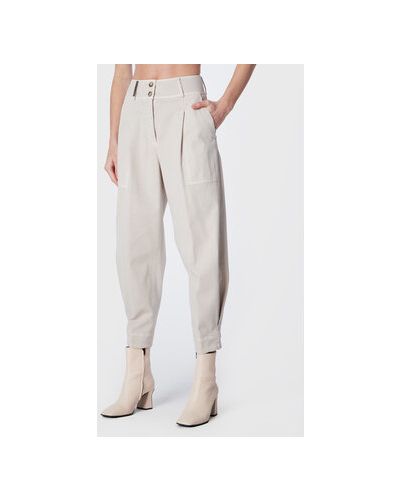 Peserico Pantaloni din material E04920T3 Écru Relaxed Fit