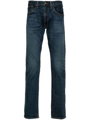 Jeans taille basse en coton à imprimé Polo Ralph Lauren bleu