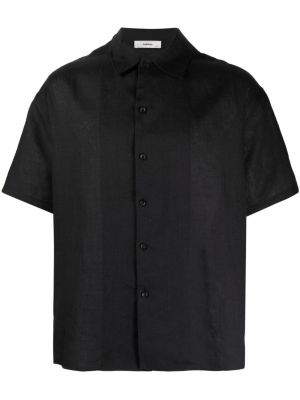 Lněná košile Commas černá