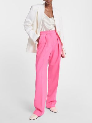 Voľné rovné nohavice s vysokým pásom Sportmax ružová