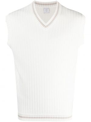 Pamučni džemper s v-izrezom Eleventy bijela