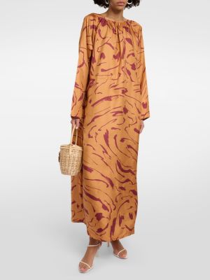 Jedwabna sukienka długa Asceno pomarańczowa