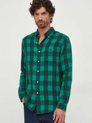 Пухова бавовняна сорочка на ґудзиках Polo Ralph Lauren зелена