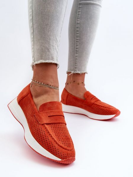 Pantofi loafer din piele de căprioară cu platformă Kesi portocaliu