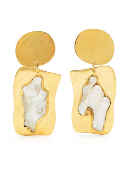 Σκουλαρίκια με μαργαριτάρια Liya χρυσό