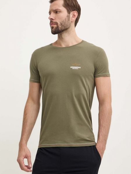 Koszulka z nadrukiem Aeronautica Militare zielona