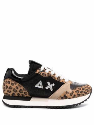 Leopard trykt sneakers Sun 68 svart