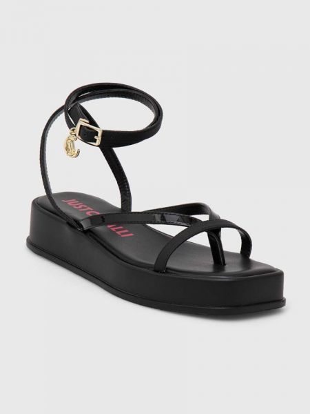 Sandale din piele cu platformă Just Cavalli negru