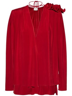 Jersey srajca z vezalkami z v-izrezom Magda Butrym rdeča