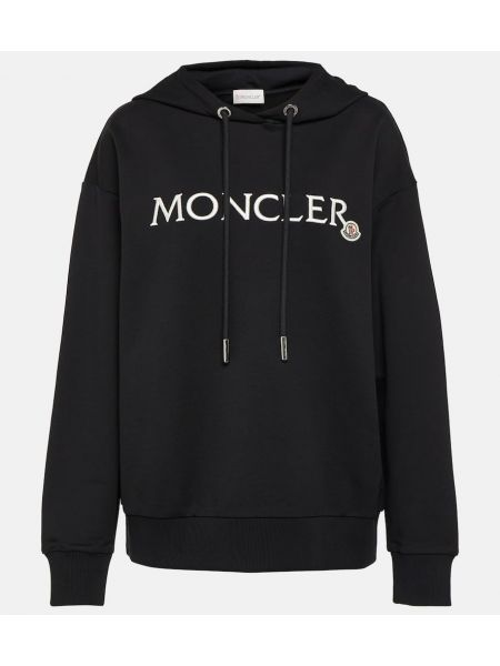 Jersey bomull hoodie Moncler svart