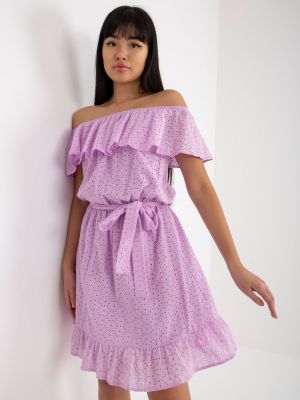 Prolamované šaty s volány Fashionhunters fialové