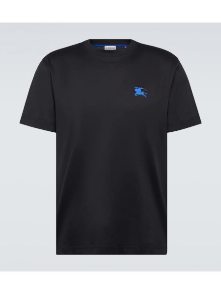 Kokvilnas t-krekls džersija Burberry melns
