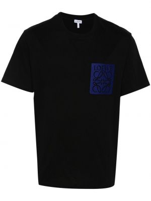 Haftowana koszulka bawełniana Loewe czarna