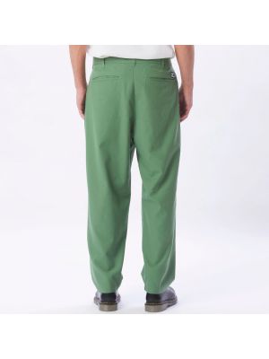 Pantalones rectos plisados Obey verde