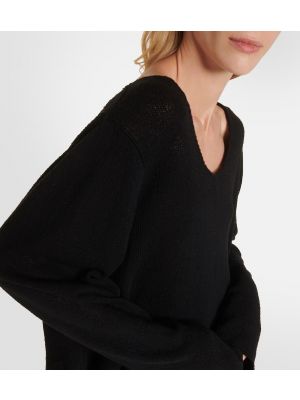 Oversized svilen pulover The Row črna