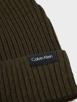 Бавовняна шапка Calvin Klein зелена