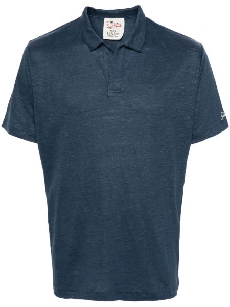 Lininis polo marškinėliai Mc2 Saint Barth mėlyna