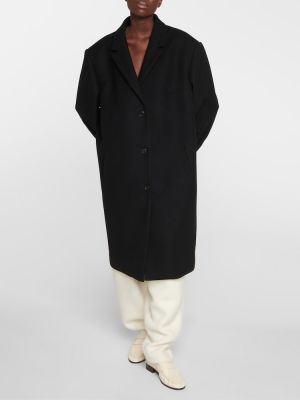 Oversized vlnený kabát The Row čierna