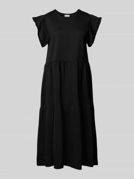 Sukienka midi z krótkim rękawem Vila czarna