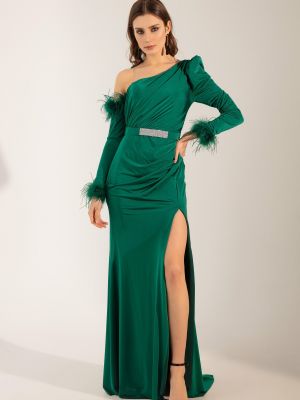 Асиметрична вечерна рокля Lafaba зелено