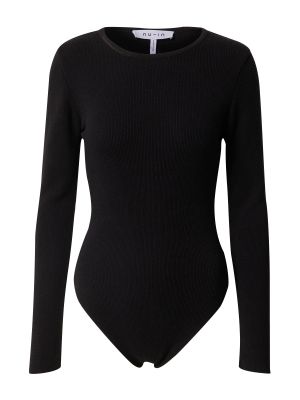 Jednofarebné bavlnené priliehavé tričko Nu-in - čierna