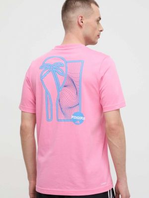 Tričko s potiskem Adidas Performance růžové