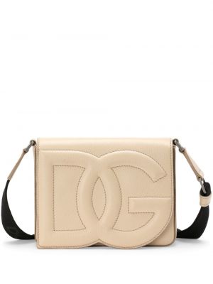 Кожени чанта за ръка Dolce & Gabbana бежово