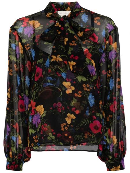 Bluza s cvetličnim vzorcem s potiskom Sachin & Babi črna