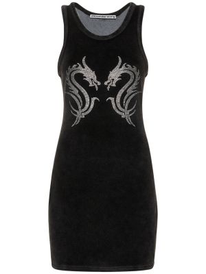 Памучна мини рокля Alexander Wang черно