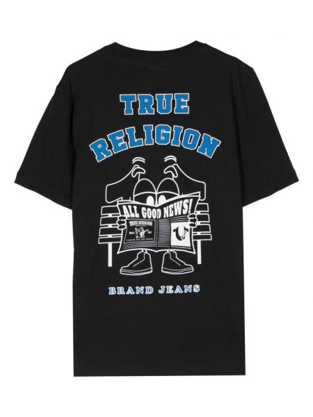 Raštuotas marškinėliai True Religion juoda