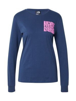 Marškinėliai ilgomis rankovėmis The North Face mėlyna