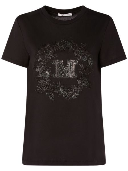 Camiseta con bordado de algodón Max Mara negro