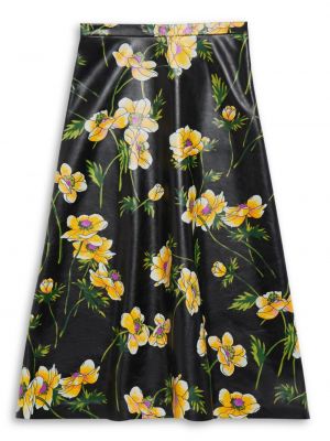 Květinové kožená sukně s potiskem Balenciaga černé