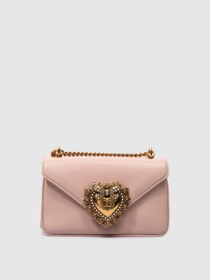 Кожаная сумка через плечо Dolce&gabbana розовая