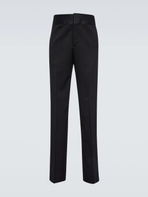 Vlněné rovné kalhoty Valentino černé