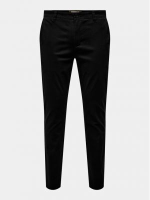 Pantalon chino slim Only & Sons noir