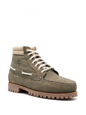 Krajkové kožené šněrovací kotníkové boty Timberland zelené