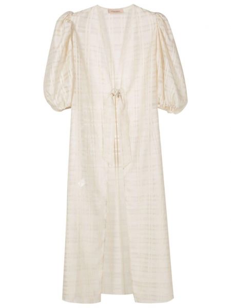 Кариран халат с v-образно деколте Adriana Degreas бяло