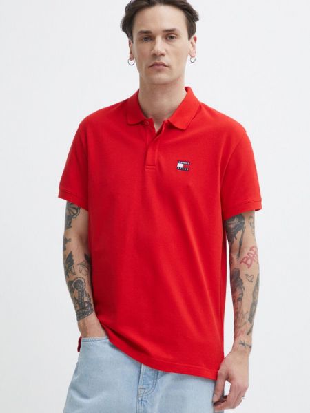 Polo majica Tommy Jeans rdeča