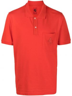 Raštuotas medvilninis polo marškinėliai Ferrari raudona