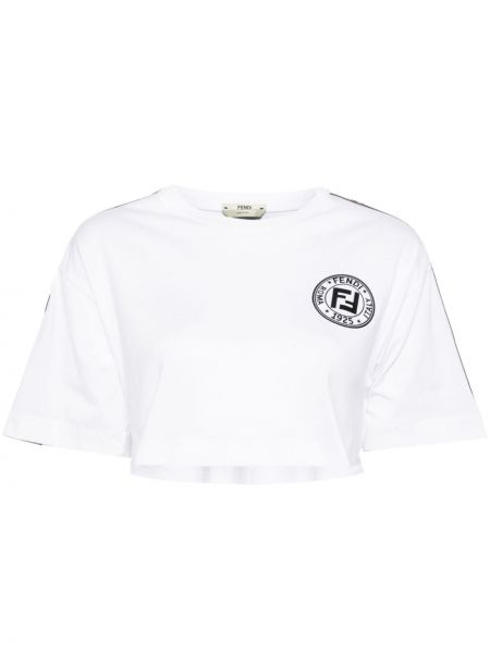 Памучна тениска Fendi Pre-owned бяло