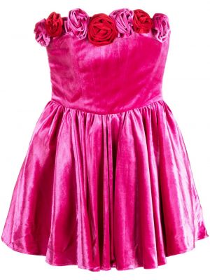 Kvetinové zamatové mini šaty The New Arrivals Ilkyaz Ozel ružová