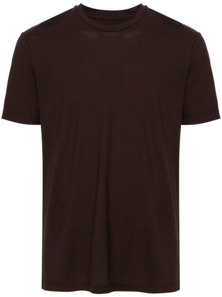 T-shirt en coton col rond Altea marron