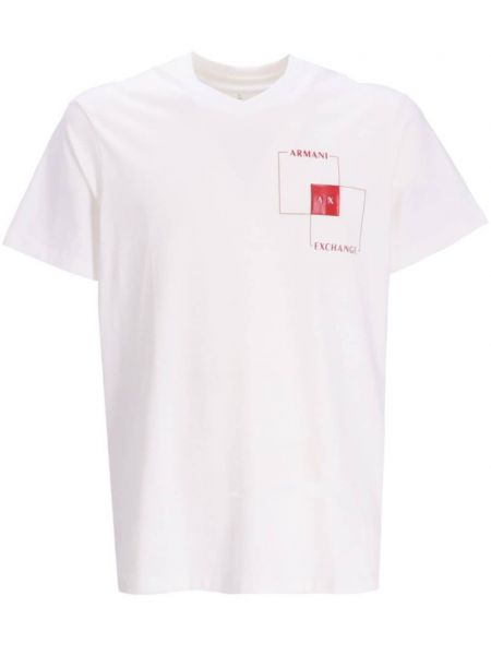 Bavlnené tričko s potlačou Armani Exchange biela