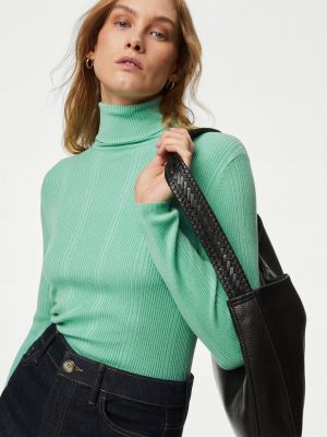 Pletený pletený svetr se stojáčkem Marks & Spencer zelený