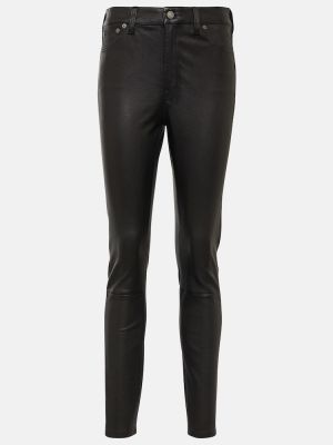 Pantaloni din piele skinny fit Polo Ralph Lauren negru