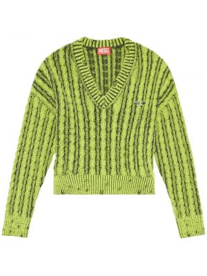 Pull en tricot à col v Diesel vert