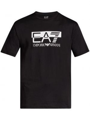 T-shirt aus baumwoll mit print Ea7 Emporio Armani schwarz