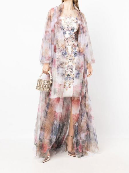 Drapovaný květinový kabát Saiid Kobeisy růžový