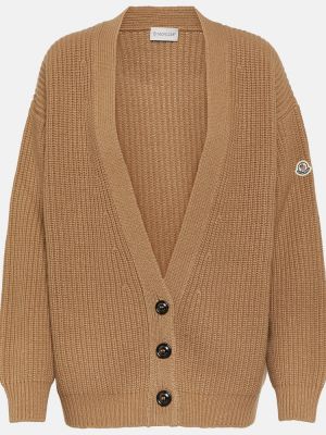 Cardigan di lana Moncler marrone